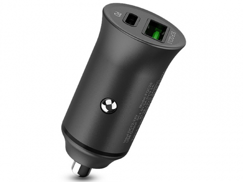 Accesorii Telefoane - Helmet Car Charger Dual Port PD+USB 30W Smart Series, Black