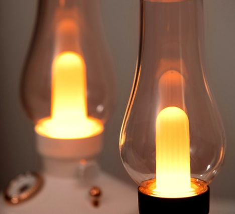 HF06 Kerosene Lamp Style Colourful Ambient Night Light Humidifying Mist(1200mAh) black [1]