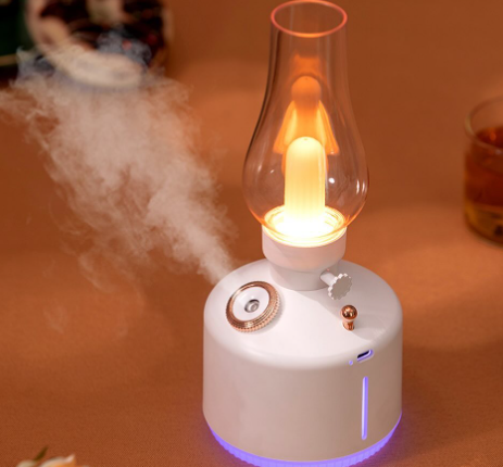 Electrocasnice - HF06 Kerosene Lamp Style Colourful Ambient Night Light Humidifying Mist(1200mAh) white
