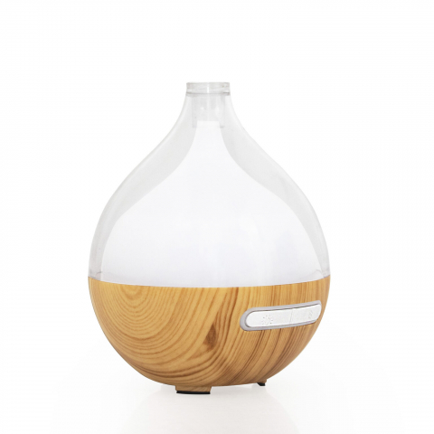 HF12 difuzor de aromaterapie cu pulverizare de lumini colorate, model transparent+imitație lemn [2]