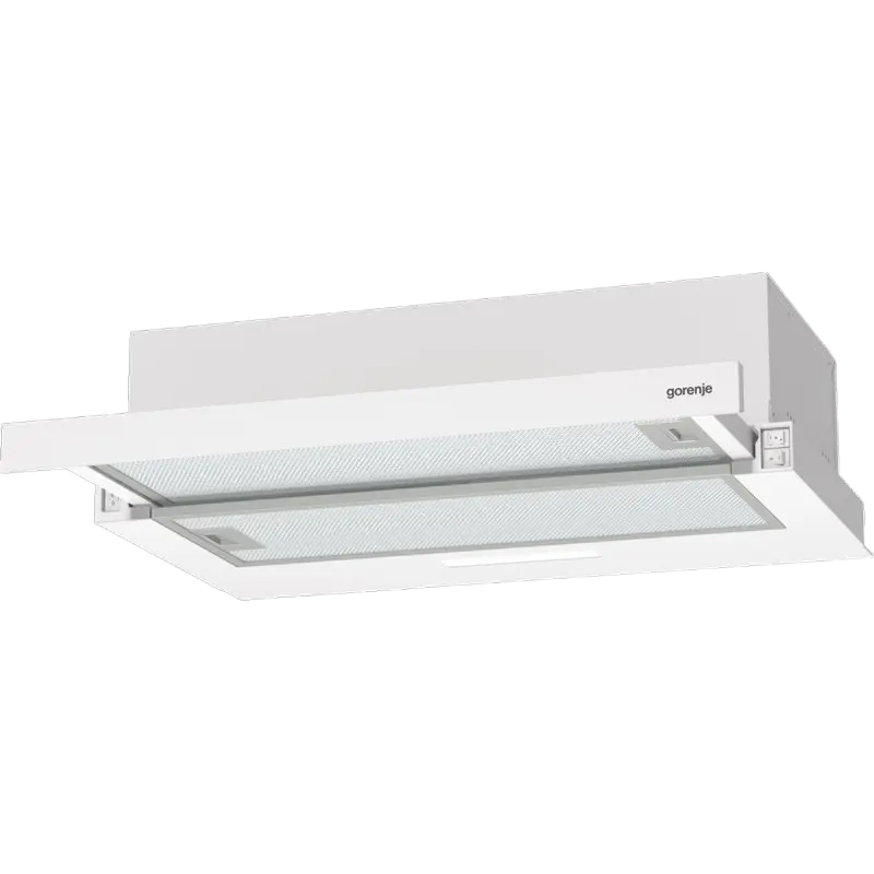 Hote - Hotă telescopică încorporabilă Gorenje TH60E3W (60 cm, Alb, 350 m³/h, 3 Viteze, LED, Filtre Aluminiu)