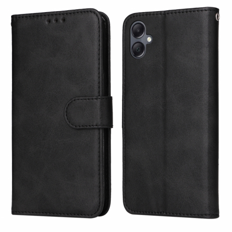 Electronice - Husă tip carte din piele texturată pentru Samsung A05 – Classic Calf, Negru