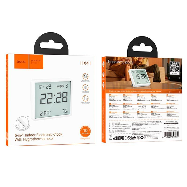 HX41 Ceas electronic de interior cu higrotermometru – Alb [3]
