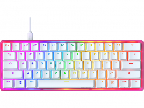 Gaming - HYPERX Alloy Origins 60 Pink, Mechanical Gaming Keyboard (RU), Mechanical keys (HyperX Red - Linear switch) Backlight (RGB), Petite 60% form factor, Ultra-portable design, Full aircraft-grade aluminum body, USB