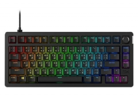 Gaming - HYPERX Alloy Rise 75 RGB Mechanical Gaming Keyboard without Numlock (US), Mechanical keys (HyperX Linear switches) Backlight (RGB), Ultra-customizable, Hot-swappable key switches, Ambient light sensor, Solid-steel frame, USB