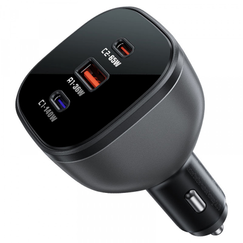 Electronice - Încărcător auto B14 165W cu 3 porturi (2xUSB-C + USB-A) – Putere maximă și încărcare inteligentă pentru orice drum