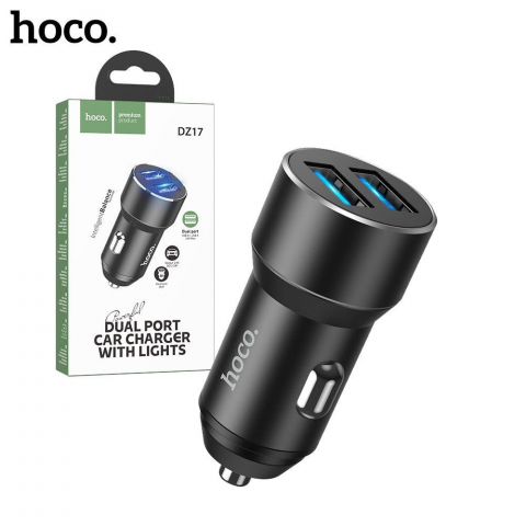 Incarcatoare auto - Încărcător auto HOCO DZ17 cu 2 porturi USB și iluminare LED
