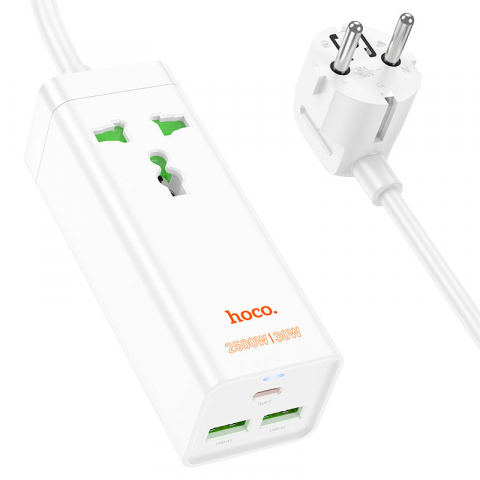 Prelungitor - Настольное зарядное устройство AC9A Talent PD30W (1 розетка + 3 порта USB, белое, европейский стандарт)
