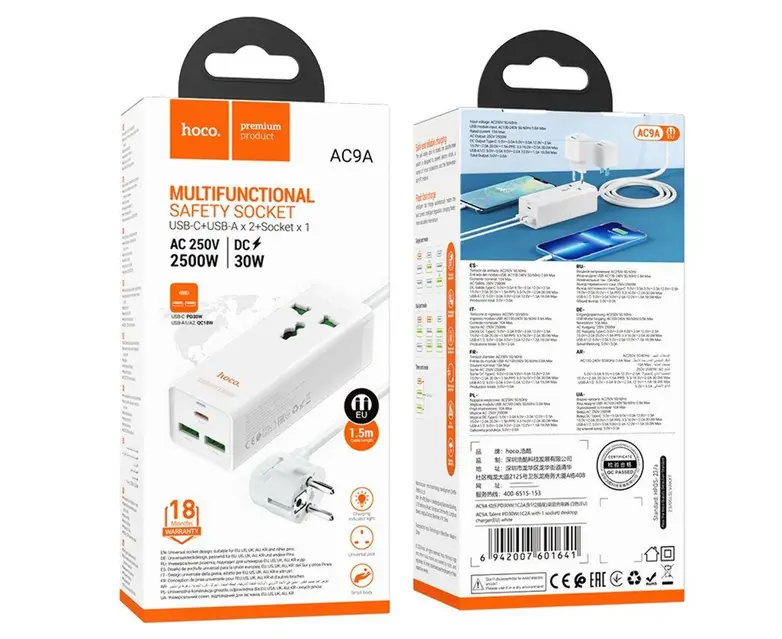 Încărcător desktop AC9A Talent PD30W – USB-C + 2x USB-A + priză AC, culoare albă, pentru birou și acasă [4]