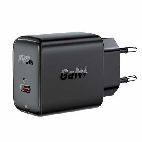 Fără cablu - Încărcător PD30W A21 (USB-C) negru (UE) – încărcător 30W, USB-C, GaN, negru
