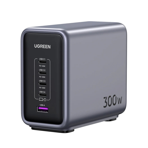Încărcător Rețea UGREEN Nexode Pro GaN Charger 300W CD333 (4×USB-C, 1×USB-A), Cablu Alimentare 2m, Black [1]