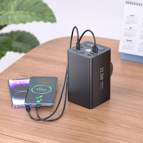 J138 Distant Power Bank Multifuncțional 60000mAh cu Afișaj LED – Negru [1]