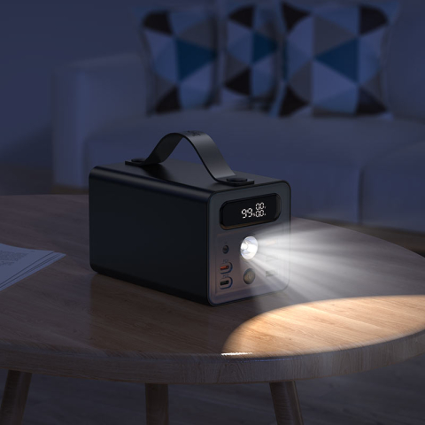 J138 Distant Power Bank Multifuncțional 60000mAh cu Afișaj LED – Negru [2]