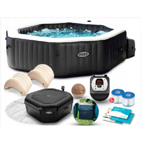 Piscine si Accesorii - Intex Jacuzzi SPA gonflabil Jet & Bubble Deluxe Octagon 218x71 cm, 1098L, 6 persoane, cu hidromasaj și generator de clor