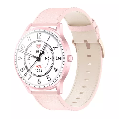 Умные часы Kieslect Lora, кожаный ремешок, розовый [1]