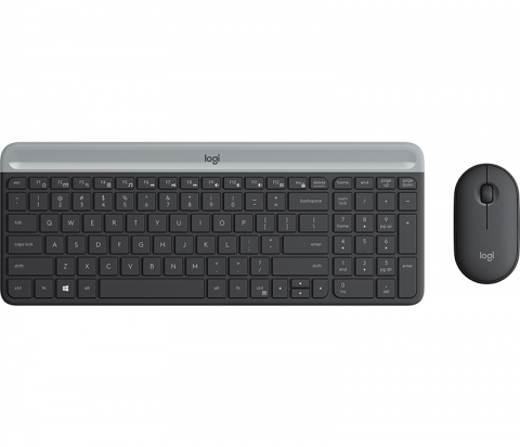 Calculatoare - Logitech Wireless Combo MK470 Slim, Keyboard + Mouse, 2.4GHz nano USB receiver, Graphite - US/RU