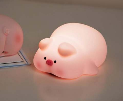 Decor - Lumină Pat Porc Roz din Silicon 1200mAh – Lumină LED pentru Cameră Copii OZ09