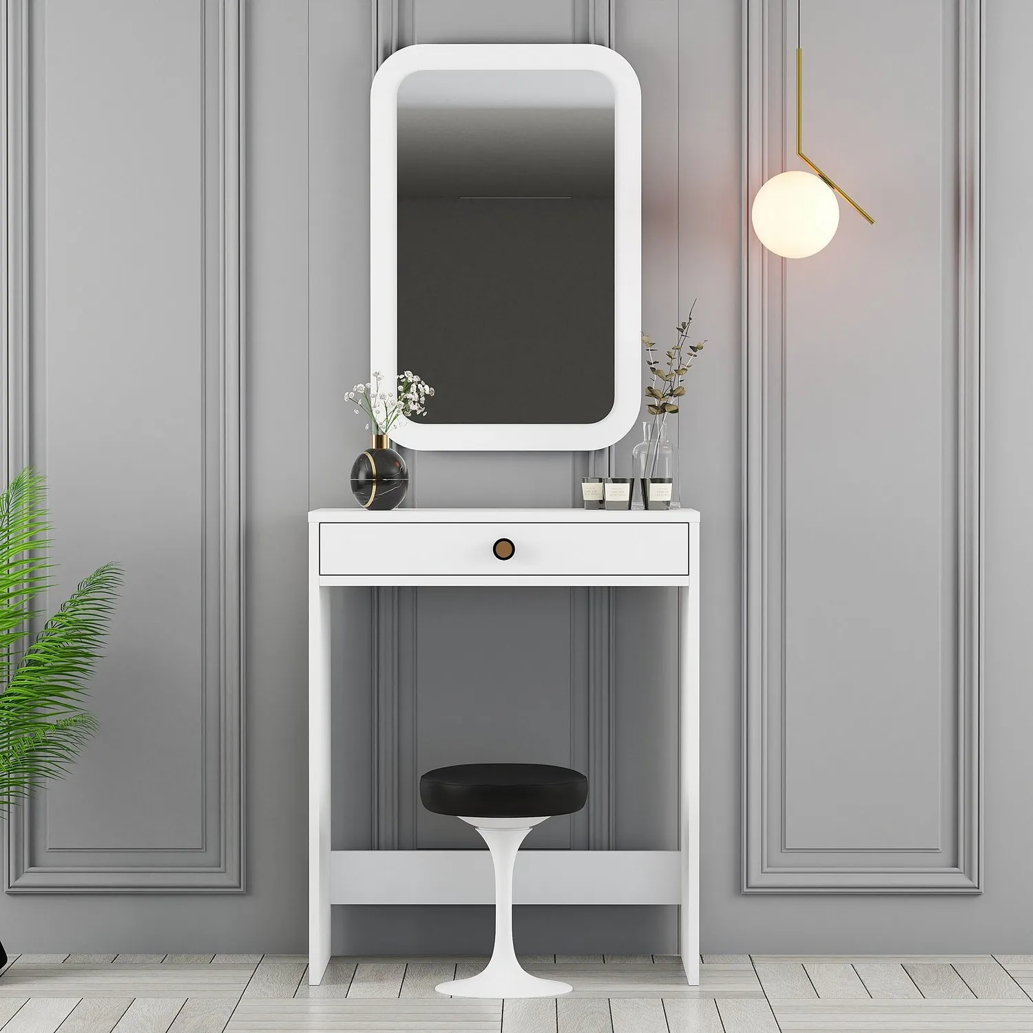 Mobilier - Masă de machiaj Oglindă Lizbon – Eleganță și Funcționalitate pentru Rutina Ta de Înfrumusețare