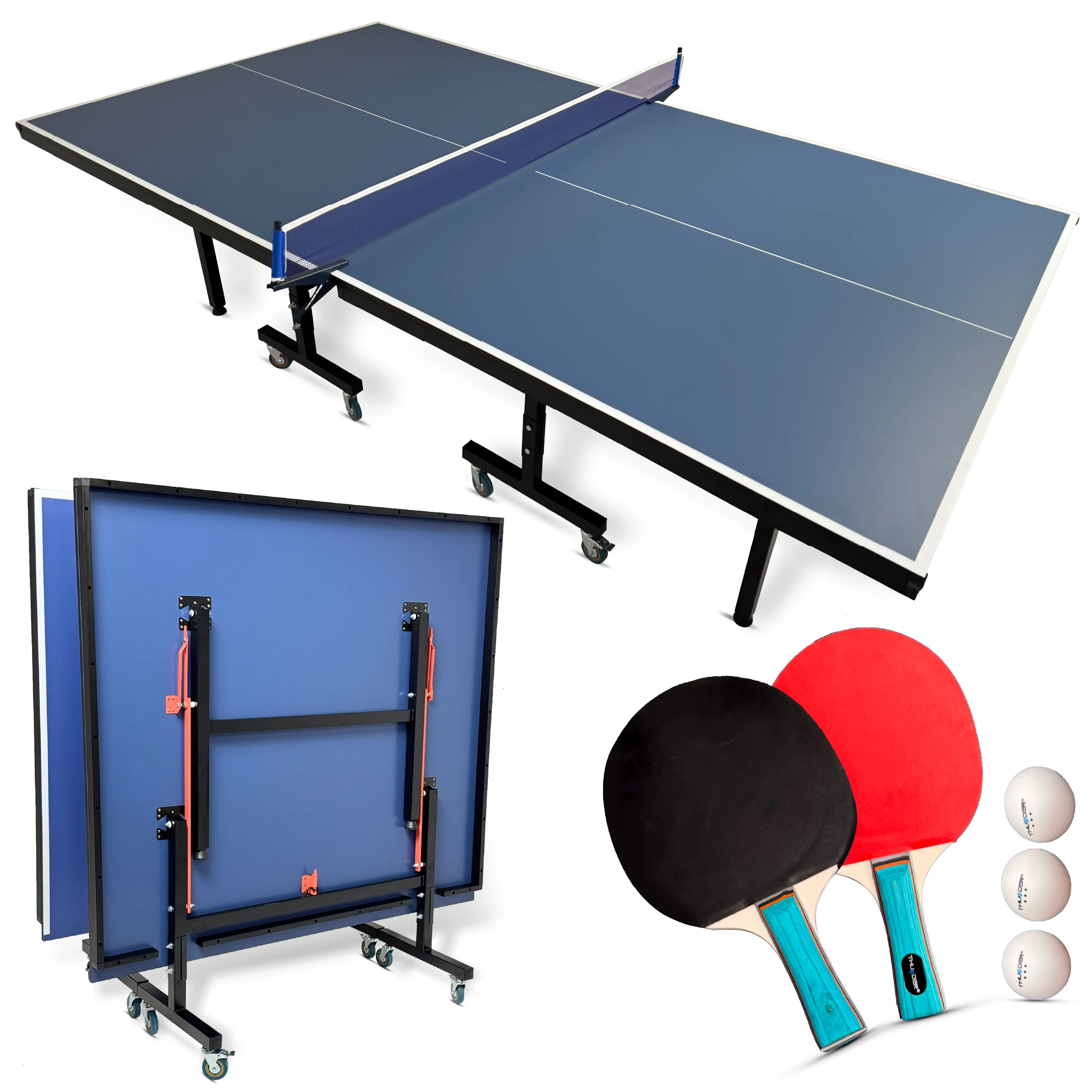 Masă de tenis de masă THUNDER VITAL-18-BLUE – Performanță oficială și stabilitate maximă [1]