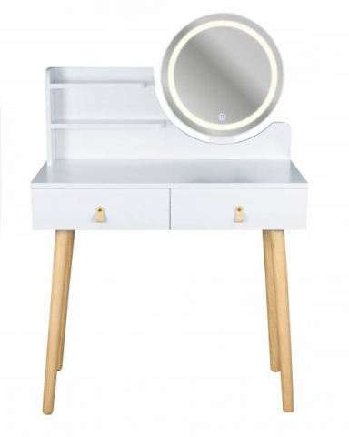 Masa de toaleta Scandi 3 cu oglinda LED rotundă de 40 cm [0]