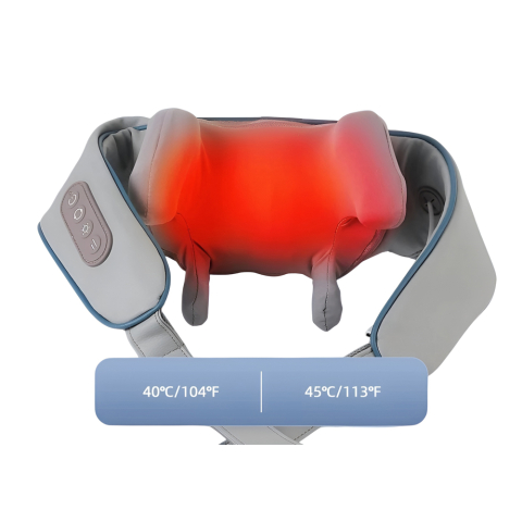 Электрический массажер для шеи с функцией нагрева и 6 насадками – сине-серый [2]