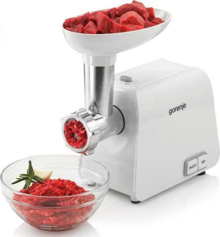 Meat mincer Gorenje MG1602WPutere:  1600 WMaterialul carcasei:  Metal, Plastic Capacitatea de mărunșire :  1,9 kg/mFuncție reversProtecție la suprasarcinăAccesoriu pentru cârnați [2]