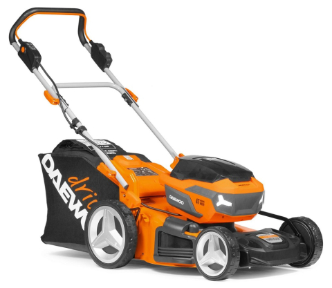 Masini de tuns gazonul cu acumulator - Mașină de tuns gazonul cu acumulator DAEWOO DLM 5042Li SET (2×21V, 2×4Ah, Motor Brushless 1300W, 47 cm, Coș 65L)