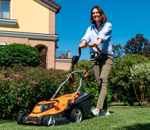 Mașină de tuns gazonul electrică DAEWOO DLM 1900E (1600W, 38 cm, Coș 45L, Mulcire, 6 Trepte 25–75 mm) [15]