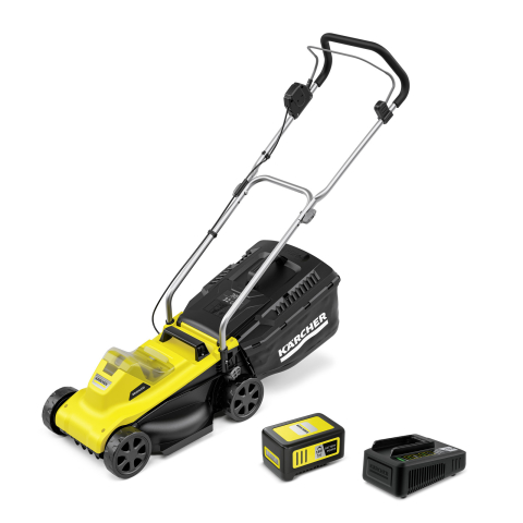 Mașini de tuns gazonul cu acumulator - Mașină de tuns iarba cu acumulator Kärcher LMO 2-18 Battery Set (32 cm, 18V 5.0Ah, Motor Fără Perii, 30L, Înălțime 25-60 mm)