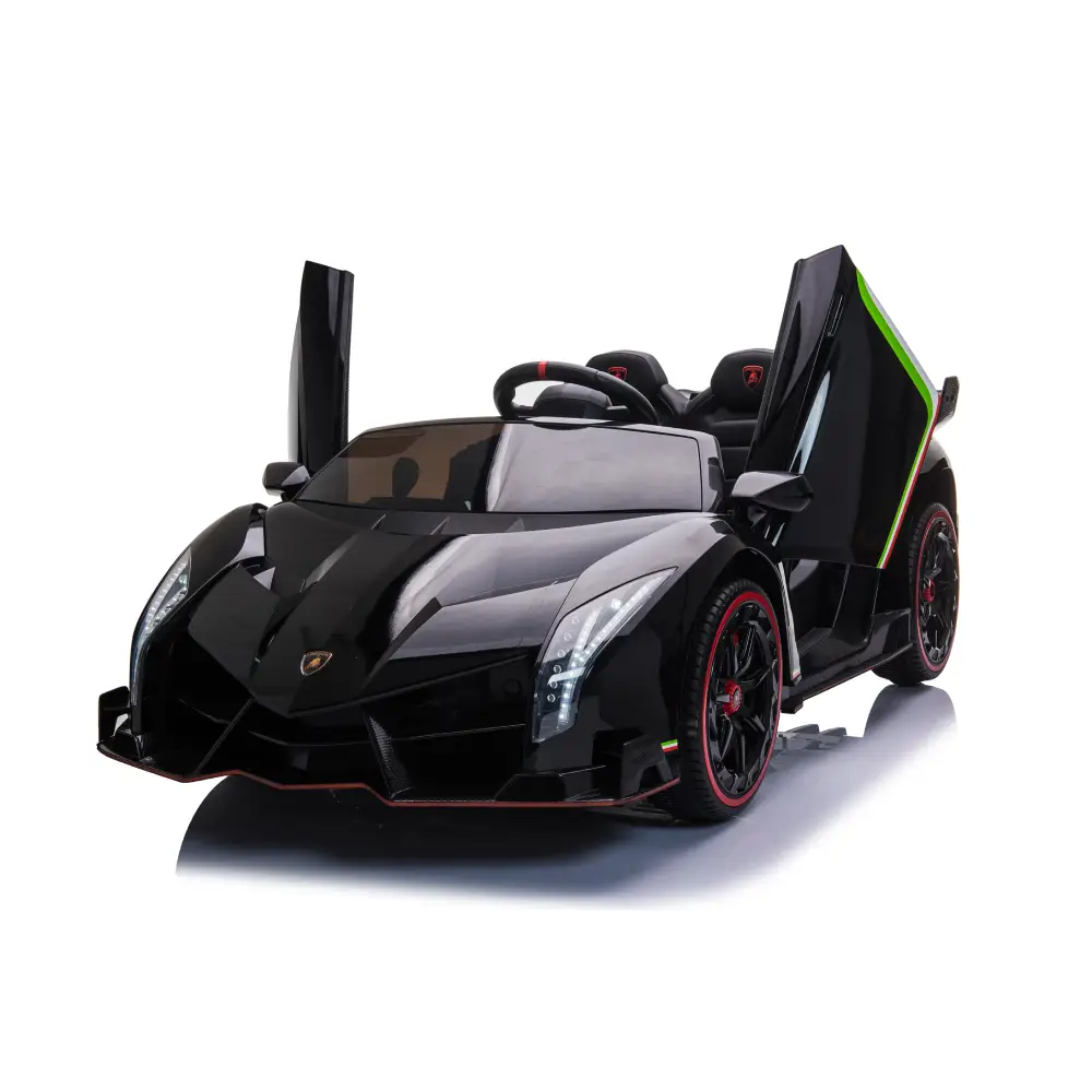 Trotinete - Mașină electrică Lamborghini Veneno MX615 / 2 negru – supersport agresiv, 4 motoare puternice și două locuri pentru aventuri de lux!