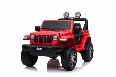 Vehicule cu acumulatori - Детский электромобиль Jeep Wrangler Rubicon – красный, аккумулятор 12V 10Ah, 4 мотора, колёса EVA, кожаное сиденье, MP3, пульт, 127x70x80 см