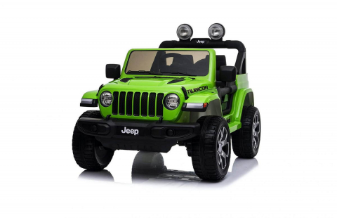 Vehicule cu acumulatori - Электромобиль Jeep Wrangler Rubicon для детей – зелёный, 12V 10Ah, 4 мотора по 35W, мягкие колёса EVA, кожаное сиденье, MP3, пульт, 127x70x80 см
