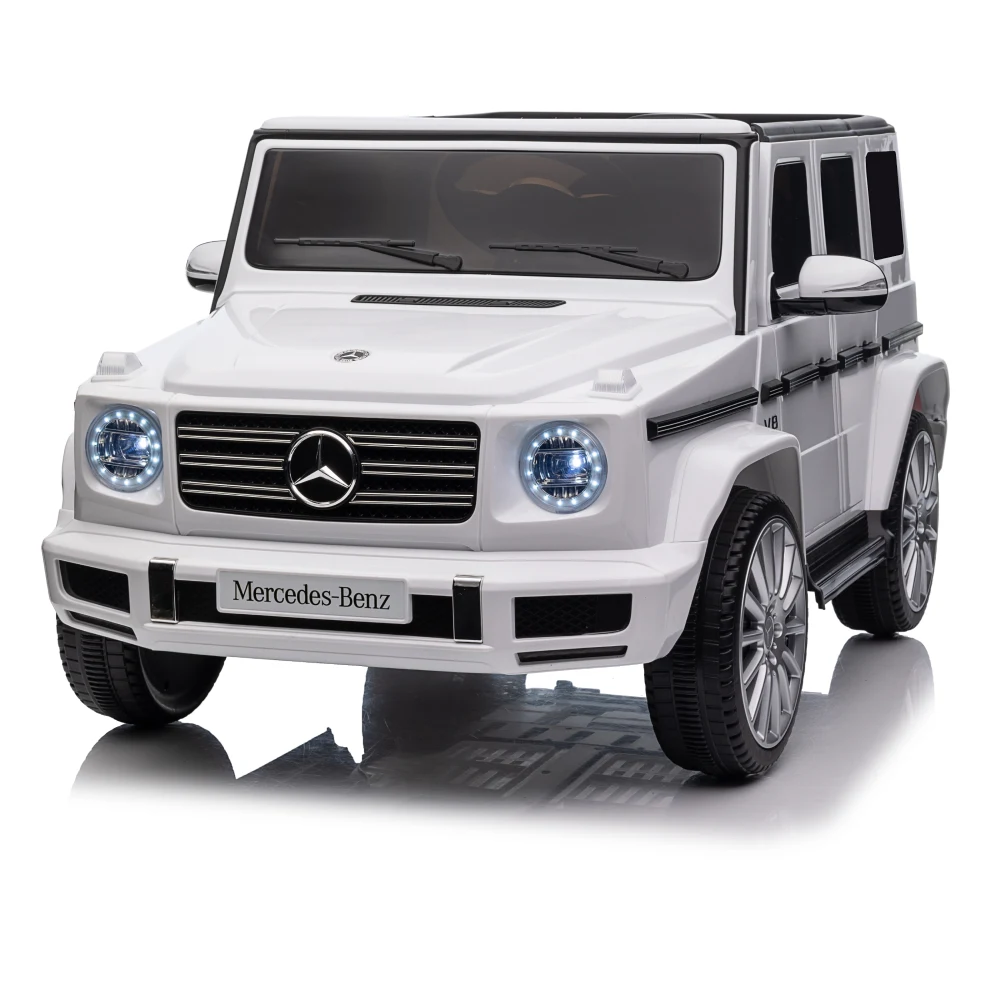 Vehicule cu acumulatori - Детский электромобиль Mercedes Benz G Белый — 12V, 4 мотора, кожаное сиденье, пульт управления