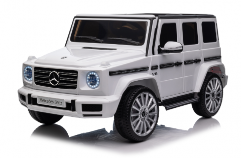 Vehicule cu acumulatori - Детский электромобиль Mercedes Benz G Белый — 12V, 4 мотора, кожаное сиденье, пульт управления