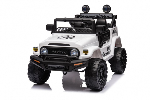 Vehicule cu acumulatori - Электромобиль для детей Toyota FJ Cruiser Белый – 12В 7Ач, 4 мотора, кожаные сиденья, MP3, пульт управления, мягкие колёса EVA, 98x65x70 см