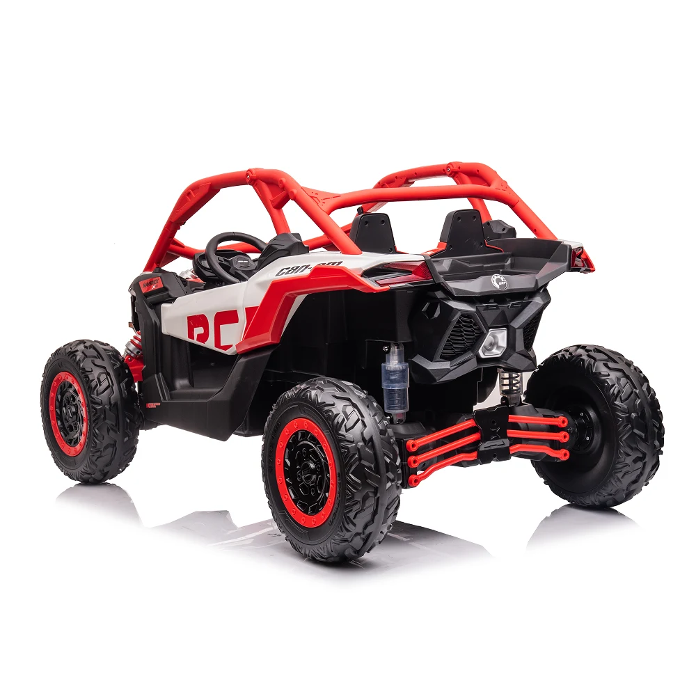 Детский электрический багги BRP Can-Am Maverick Turbo 24V (4x4, 4x200W, Аккумулятор 24V 7Ah, 2 Места Эко-кожа, Колеса EVA, Пульт 2.4G, Красный) [2]