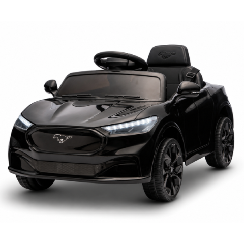 Vehicule cu acumulatori - Mașinuță electrică licențiată Ford Mustang Mach-E pentru copii (24V5Ah, 2x60W, EVA, Piele Neagră, Neagră)