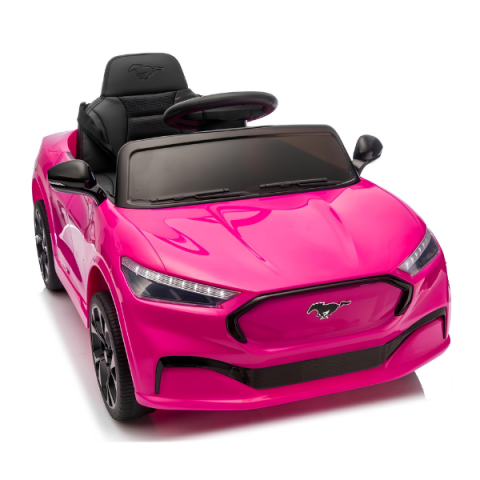 Mașinuță electrică licențiată Ford Mustang Mach-E pentru copii (24V5Ah, 2x60W, EVA, Piele, Roz) [2]