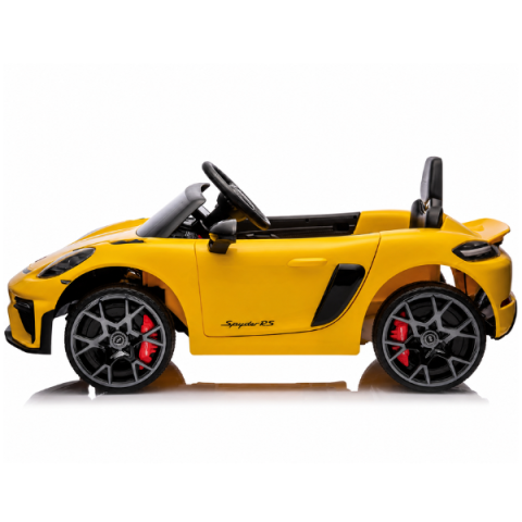 Mașinuță electrică licențiată Porsche 718 Spyder RS pentru copii (12V7Ah, 2x25W, EVA, Piele, Galbenă) [3]