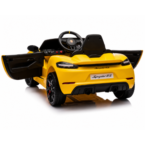 Mașinuță electrică licențiată Porsche 718 Spyder RS pentru copii (12V7Ah, 2x25W, EVA, Piele, Galbenă) [5]