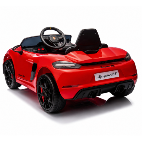 Mașinuță electrică licențiată Porsche 718 Spyder RS pentru copii (12V7Ah, 2x25W, EVA, Piele, Neagră) [2]