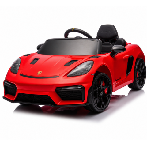 Vehicule cu acumulatori - Mașinuță electrică licențiată Porsche 718 Spyder RS pentru copii (12V7Ah, 2x25W, EVA, Piele, Neagră)