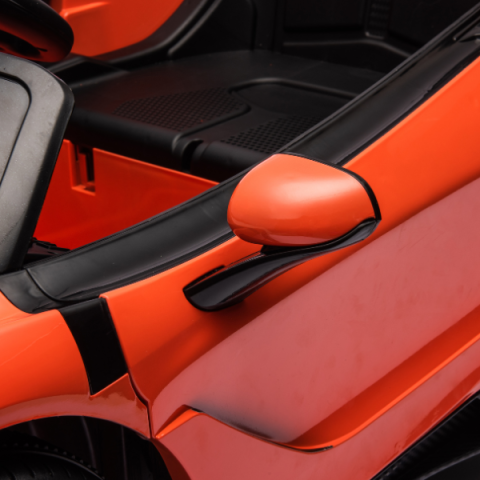 Детский электромобиль лицензионный McLaren 765LT (4x4 35W, Аккумулятор 12V7AH, Колеса EVA, Кожаное сиденье, Оранжевый) [7]