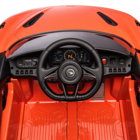 Детский электромобиль лицензионный McLaren 765LT (4x4 35W, Аккумулятор 12V7AH, Колеса EVA, Кожаное сиденье, Оранжевый) [10]