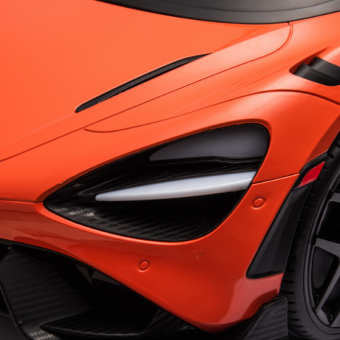 Детский электромобиль лицензионный McLaren 765LT (4x4 35W, Аккумулятор 12V7AH, Колеса EVA, Кожаное сиденье, Оранжевый) [8]