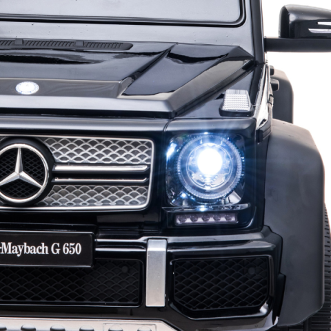 Mașinuță electrică pentru copii Mercedes-Maybach G650 Licențiată (Baterie 12V 10Ah, 4 Motoare 25W, Tracțiune 4x4, Roți EVA, Scaun Piele, Telecomandă 2.4G, Negru) [7]