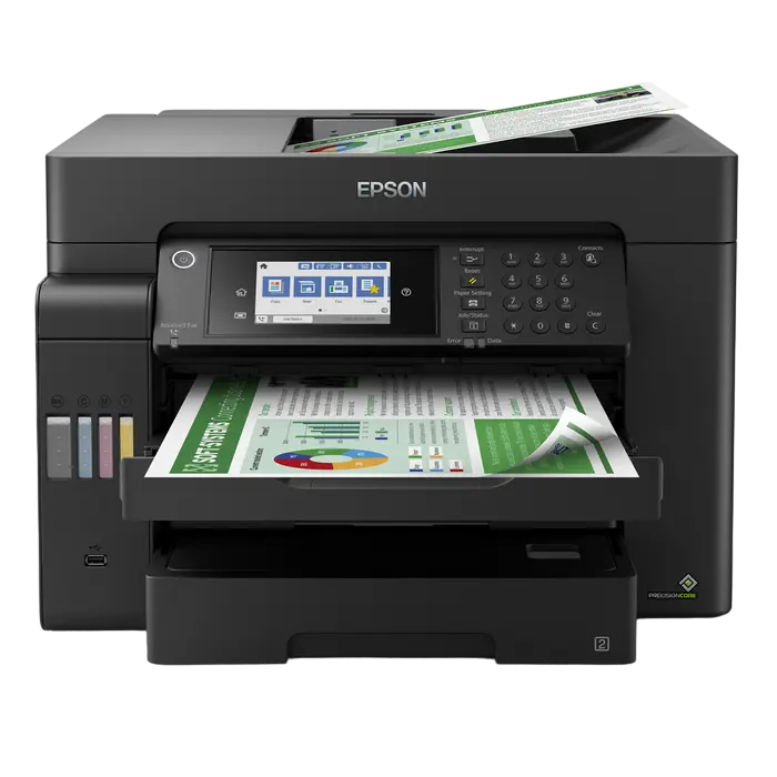 Periferice - Multifuncțional Inkjet Epson L15150 Color A3 (Imprimare, Copiere, Scanare, Fax, Duplex, Wi-Fi Direct, Ethernet, Ecran Tactil 4.3", EcoTank, Negru)