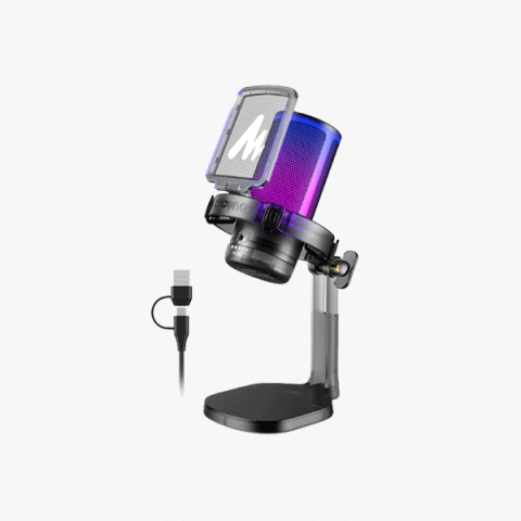 Microfoane - Microfon Gaming GamerWave Condensator USB RGB (Negru)