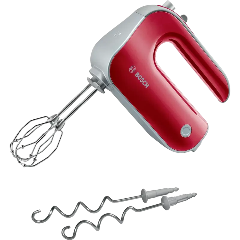 Mixere - Mixer Bosch MFQ40303
, 500W power output, 5 speed levels plus pulse level, 2x dough hook, 2x beater, red