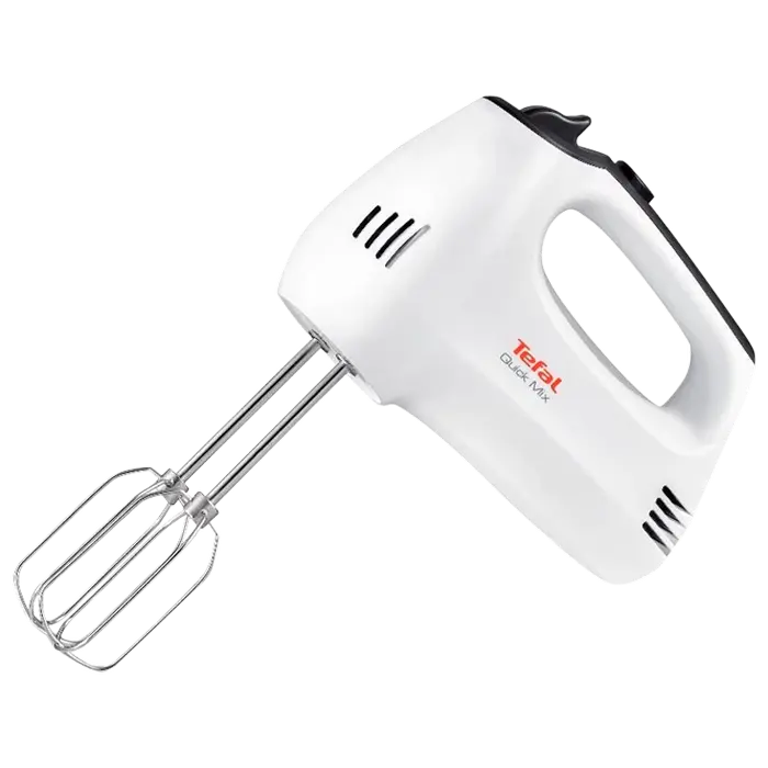 Mixere - Mixer Tefal HT310138
,  4300W power output, 5 speed levels plus turbo level, 2x dough hook, 2x beater,  white/grey